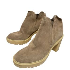 Dolce Vita Leather Boots Waterproof Tan Size 9.5 Block Heel Ankle Booties